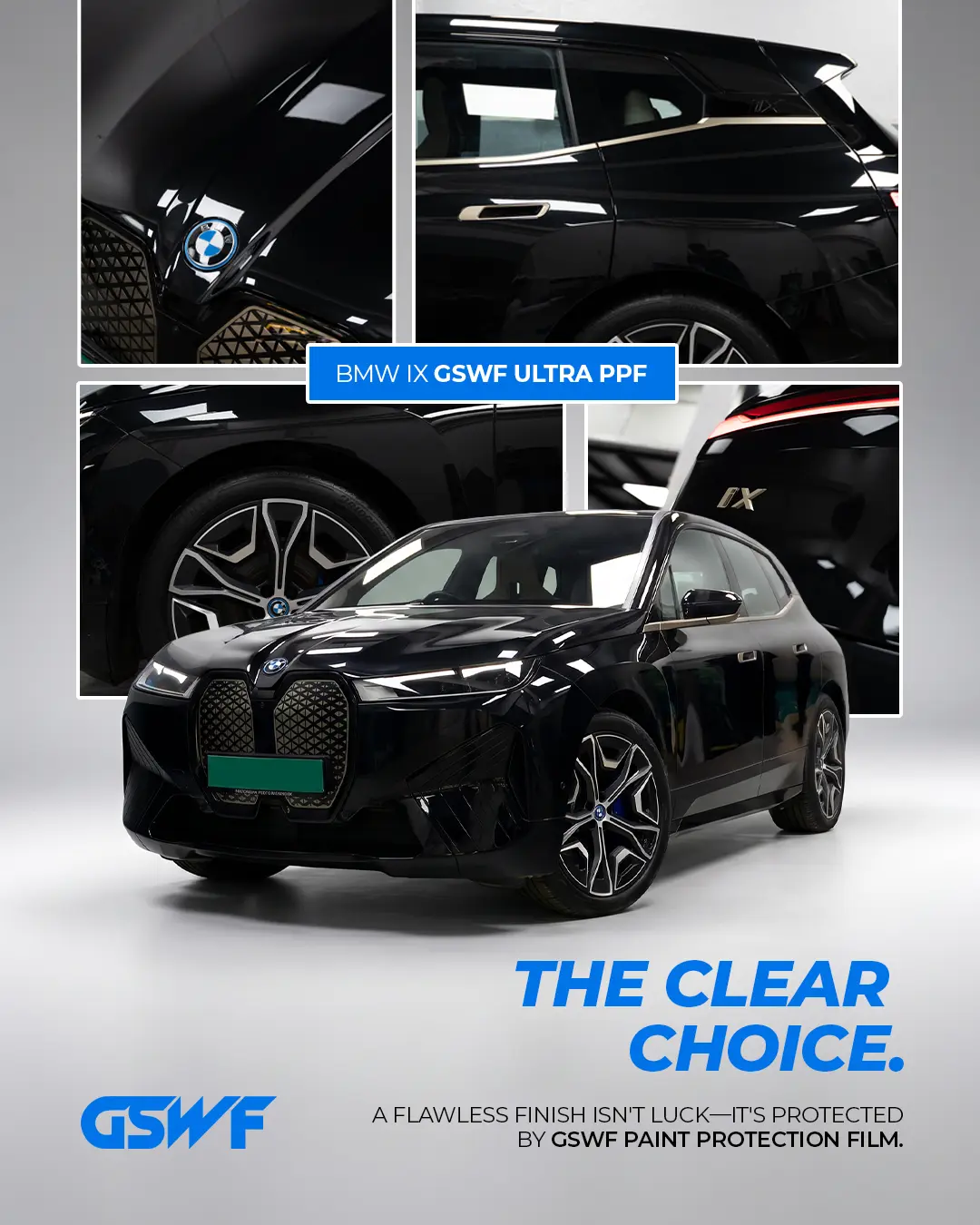 BMW iX with GSWF Paint Protection Film installed